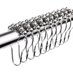 12 x douchegordijnringen - haken - roestvrij staal - ophangringen met glijsysteem - douchegordijnringen voor douchegordijn - 12 enkele haken - 69 x 39 mm