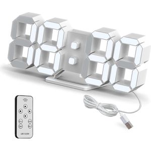 StayPowered Led Wandklok - Modern en Multifunctioneel voor Elke Ruimte - 3D Display - 12/24 Uur - Datum en Temperatuurweergave - Helderheidsaanpassing - Afstandsbediening - Nachtlampje - Zwart - Levering Sneller dan Aangegeven!