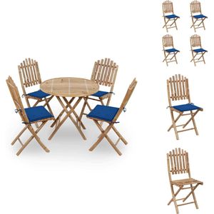 vidaXL Tuinset - Tuinsets - Houten Buitenset - Houten Buitensets - 5-delige Tuinset inklapbaar met kussens bamboe