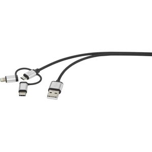 Renkforce Apple iPad/iPhone/iPod, USB 2.0 Aansluitkabel [1x USB-A 2.0 stekker - 1x Micro-USB 2.0 B stekker, Apple dock-