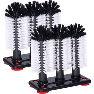 Buemag Spoelborstels - 2x - 3 borstels - bierglazen - 19 x 18 x 10 cm - zwart - glazenwasborstel