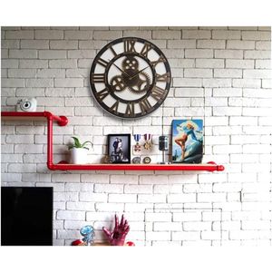 Wandklok industrieel Vintage Romeinse Cijfers 40cm Houten Skelet Niet Tikken Stil Decoratief Woonkamer Keuken Cafe Hotel Kantoor Home Gift -Romeins-