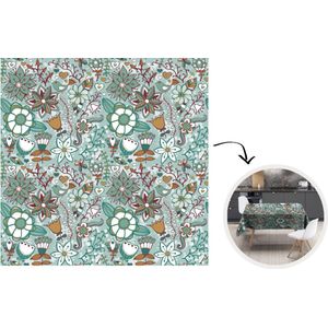 Tafelkleed - Tafellaken - 180x180 cm - Bohemian - Winter - Bloemen - Patroon - Binnen en Buiten