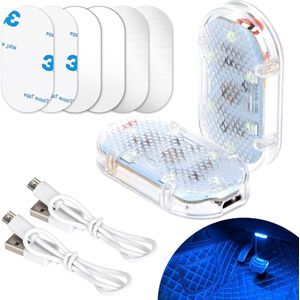 LED binnenverlichting - magnetisch en oplaadbaar - 4 stuks ijsblauw voor auto-interieur en opbergdozen