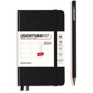 Leuchtturm1917 - weekplanner - agenda - 2024 - a6 - hardcover - 12 maanden - zwart