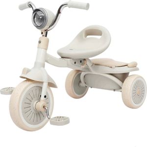 Opvouwbare Driewieler - Loopfiets met Pedalen - PU Wielen Schokabsorberend - LED Lamp - Veilig en Comfortabel - Binnen en Buiten - 1-5 Jaar - Uitgebreid Getest - Wit/Roze