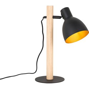 QAZQA flint - Landelijke Tafellamp - 1 lichts - H 40 cm - Zwart - Woonkamer | Slaapkamer | Keuken