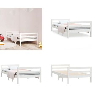 vidaXL Bedframe massief grenenhout wit 80x200 cm - Bedframe - Bedframe - Eenpersoonsbed - Bed