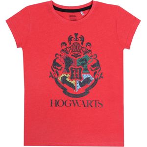 Koraal t-shirt/t-shirt voor meisjes met het Harry Potter-logo op Zweinstein