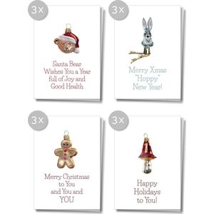 Matriks Cards | Kerstkaarten en Nieuwjaarskaarten | set van 12 stuks | dubbele kaarten met envelop