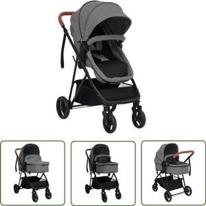 The Living Store Kinderwagen 2-in-1 staal lichtgrijs en zwart - Kinderwagen - Wandelwagen - Buggy - Kinderwagen 2-in-1 - Staalframe