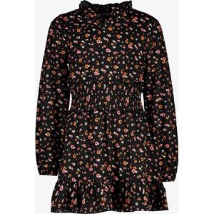 TwoDay meisjes jurk met bloemenprint zwart - Maat 146/152