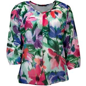 Pink Lady blouse - blouse dames - E103 - roze bloemen print - 3/4 mouw - ronde hals - maat S