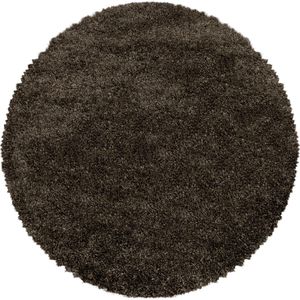 Flycarpets Luna Vloerkleed Rond - Bruin - Hoogpolig - 200 cm