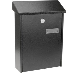 PrimeMatik - Metalen brievenbus voor brieven en post in zwarte kleur 235 x 75 x 315 mm