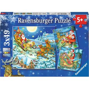 Ravensburger De magie van Kerstmis - Drie kerstpuzzels 49 stukjes - kinderpuzzel