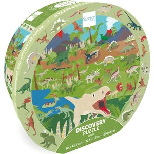 Scratch Puzzle 150pcs: DISCOVERY / DINOSAURUSSEN 60x43,5cm, in doos diam.26xH10cm, 6+