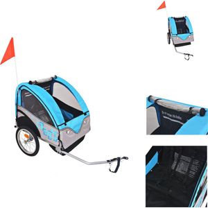 vidaXL Kinderfietskar - Grijs/Blauw - Oxford stof - Stalen frame - 30 kg draagvermogen - Fietskar