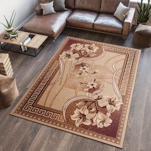 Tapiso Atlas PP Vloerkleed Beige Bloemen Woonkamer Tapijt Maat- 60x100