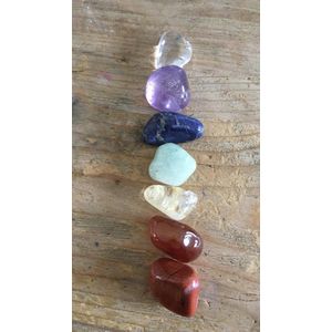 Chakra edelstenen Rode Jaspis-Carneool-Citrien-Aventurijn-Sodaliet-Amethyst-Bergkristal