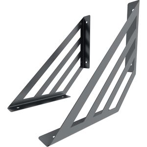 Design plankdragers Truss - Muurbeugel voor plank - 250x250mm - Antraciet - Staal - Sossai®