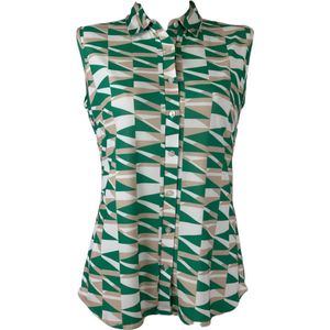 Angelle Milan – Travelkleding voor dames – Groene Mouwloze Blouse – Ademend – Kreukherstellend – Duurzame blouse - In 5 maten - Maat XL