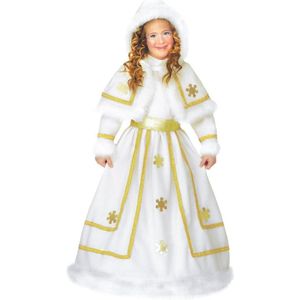 Widmann - Elfen Feeen & Fantasy Kostuum - Sneeuw Prinses IJspaleis - Meisje - Wit / Beige, Goud - Maat 110 - Kerst - Verkleedkleding