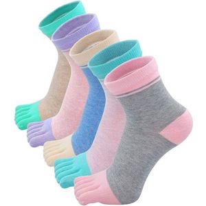 Women's - Teensokken - teen sokken - toe socks - toesocks - dames - 5 paar - Yoga sokken - Gladde Teennaad - Geen vervelende naden - Runner teensokken