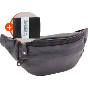 Combideal portemonee - heuptas met portemonnee - Zwarte Heuptas - Lederen Fanny pack - leer - zwart