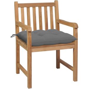 vidaXL Tuinstoelen 2 st met grijze kussens massief teakhout - Tuinstoel - Tuinstoelen - Buitenstoel - Buitenstoelen