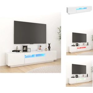 vidaXL TV-meubel - RGB LED-verlichting - Hoogglans wit - Bewerkt hout - 180 x 35 x 40 cm - USB-aansluiting - Kast