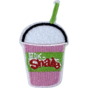Shake Beker Rietje Strijk Embleem Patch 4.3 cm / 7.4 cm / Roze Groen Wit