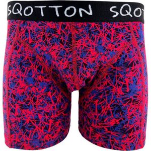 Boxershort - SQOTTON® - Criss Cross - Rood/Blauw - Maat M