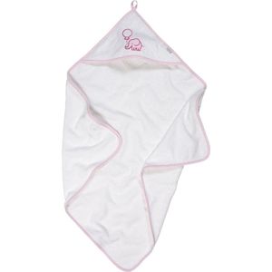 Playshoes - Handdoek met capuchon voor kinderen75x75cm - Olifant - Wit/Roze - maat Onesize