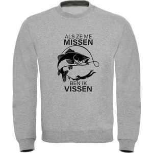 Als ze me missen ben ik vissen | dier | dierendag | Unisex | Trui | Sweater | Hoodie | Capuchon | Grijs