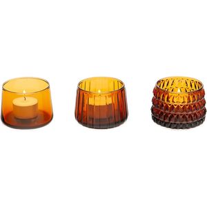 XLBoom Dim T-Light Amber - 3 theelichtjes - Glas - 8 x 8 x 6cm