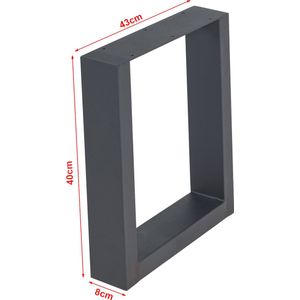 Stalen onderstel Lülsfeld set van 2 tafelpoot 40x43 cm zwart [en.casa]