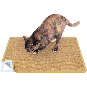 Krabmat voor katten, sisal tapijt, antislip, krabtapijt voor katten, duurzaam, sisalmat voor katten met klittenbandsluiting, kattenkrabmat voor bank, meubels, deur, krasbescherming, 60 x 40 cm