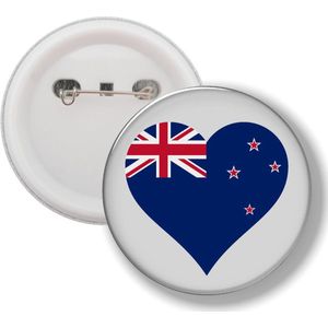 Button Met Speld - Hart Vlag Nieuw Zeeland