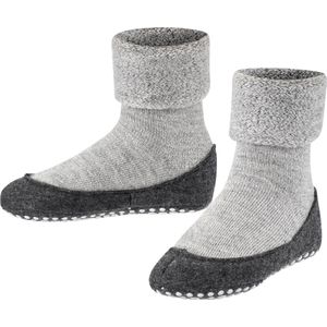 FALKE Cosyshoe Teens antislip noppen merinowol huissokken pantoffels kinderen grijs - Maat 37-38