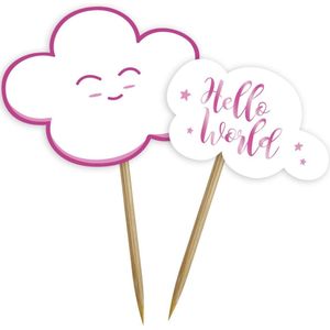 Folat - Cupcake toppers Wolk Roze (24 stuks)