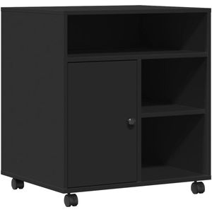 vidaXL Printerkastje met wielen 60x50x67 cm zwart - Printerkastje - Printerkastjes - Bureau Organizer - Bureau Organiser