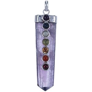 Zilveren Chakra op amethyst ketting hanger