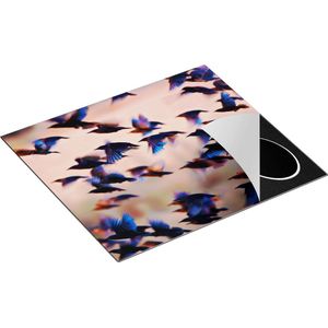 Chefcare Inductie Beschermer Groep Vliegende Blauwe Spreeuw Vogels - 59x52 cm - Afdekplaat Inductie - Kookplaat Beschermer - Inductie Mat