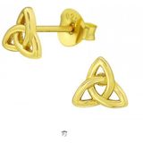 Zilveren oorbellen | Oorstekers | Gold plated oorstekers, triquetra