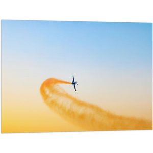 WallClassics - Vlag - Zweefvliegtuig met Oranje Rook - 80x60 cm Foto op Polyester Vlag
