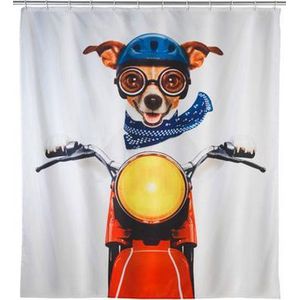 Wenko douchegordijn | Biker Dog | 180 x 200 | Textiel | incl ringen | anti-schimmel