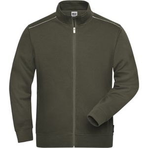 James & Nicholson Solid sweater jas met rits JN894 heren - Olijf - 6XL