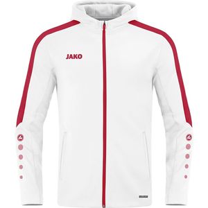 JAKO Power Jas met Capuchon Dames Wit-Rood Maat 34