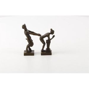 Beeld - Satyr met vrouw - Erotisch sculptuur - 10,5 cm hoog